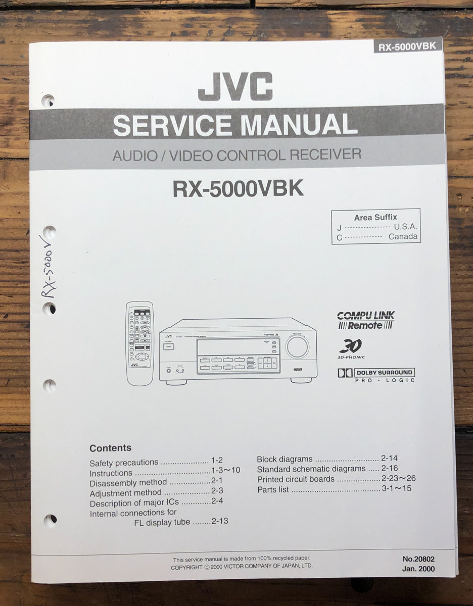JVC RX-5000 VBK Receiver  Service Manual *Original*