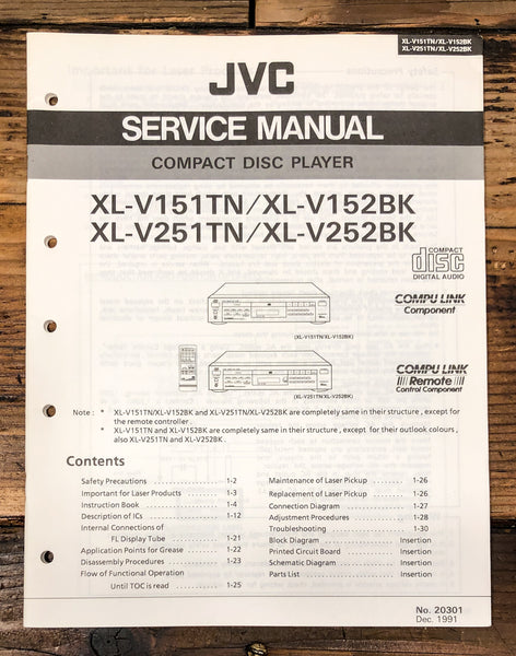 JVC XL-V151 -V152 -V251 -V252 CD Player Service Manual *Original*