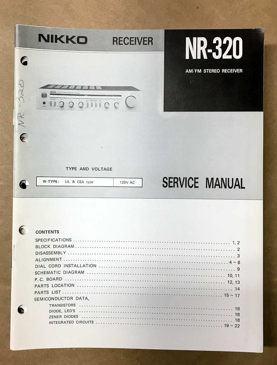 Nikko NR-320 Receiver Service Manual *Original*