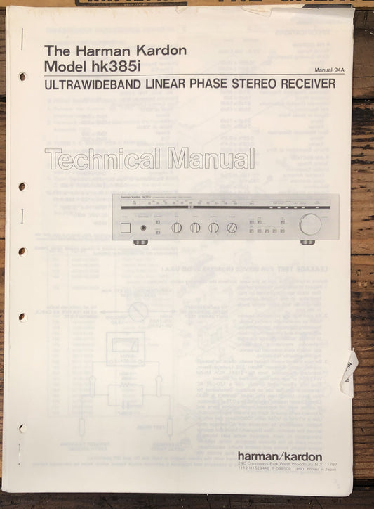 Harman Kardon HK385i HK-385i Receiver  Service Manual *Original*
