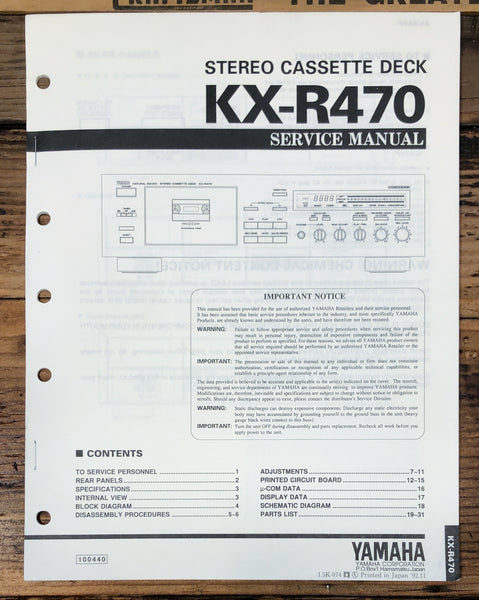 Yamaha KX-R470 Cassette Service Manual *Original*