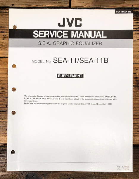 JVC SEA-11 SEA-11B Graphic Equalizer Supp. Service Manual *Original*