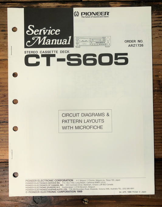 Pioneer CT-S605 Cassette Deck Service Manual *Original*