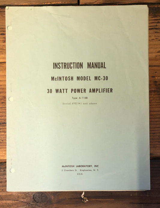 McIntosh  MC30 MC-30 Amplifier   Service Manual *Original* #4