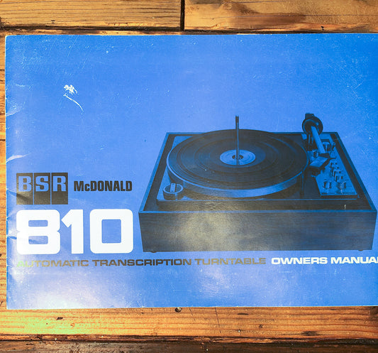 BSR McDonald 810 Turntable Owners / User Manual *Original*