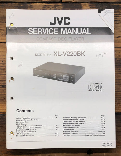 JVC XL-V220 -V220BK CD Player  Service Manual *Original*