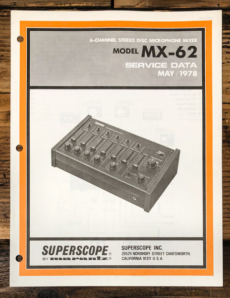 Superscope MX-62 Mic Mixer Service Manual *Original*