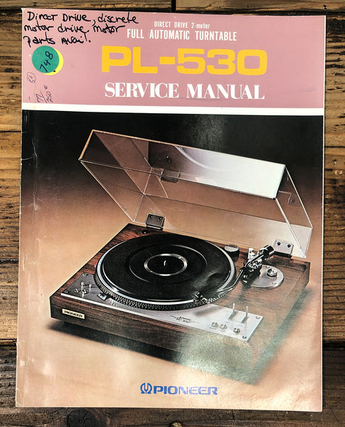Pioneer PL-530 Record Player / Turntable Service Manual *Original*