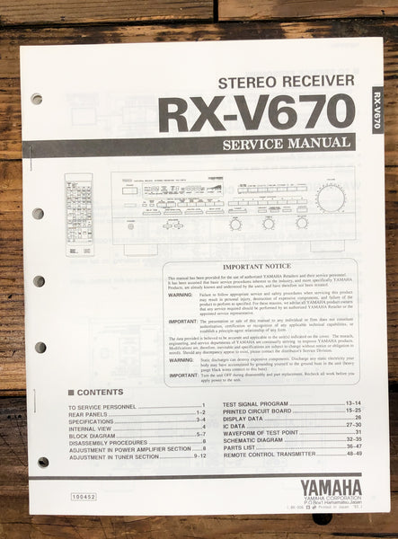 Yamaha RX-V670 Receiver  Service Manual *Original*