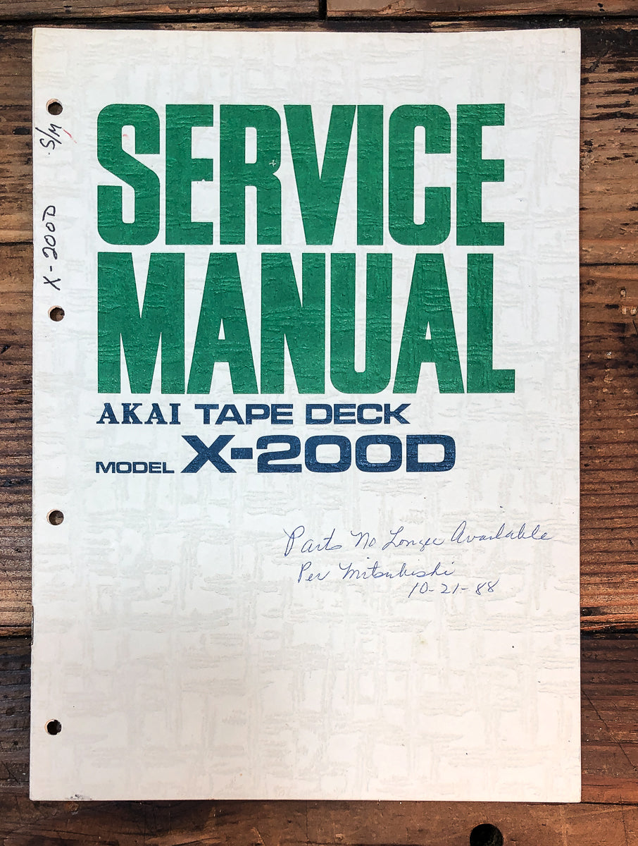 Akai Model X-200D  Service Manual *Original*