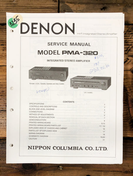 Denon PMA-320 Amplifier  Service Manual *Original*