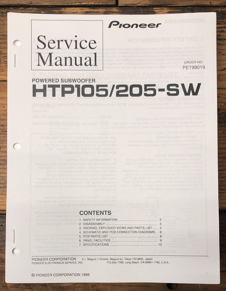 Pioneer HTP-105 HTP-205 SW Subwoofer  Service Manual *Original*