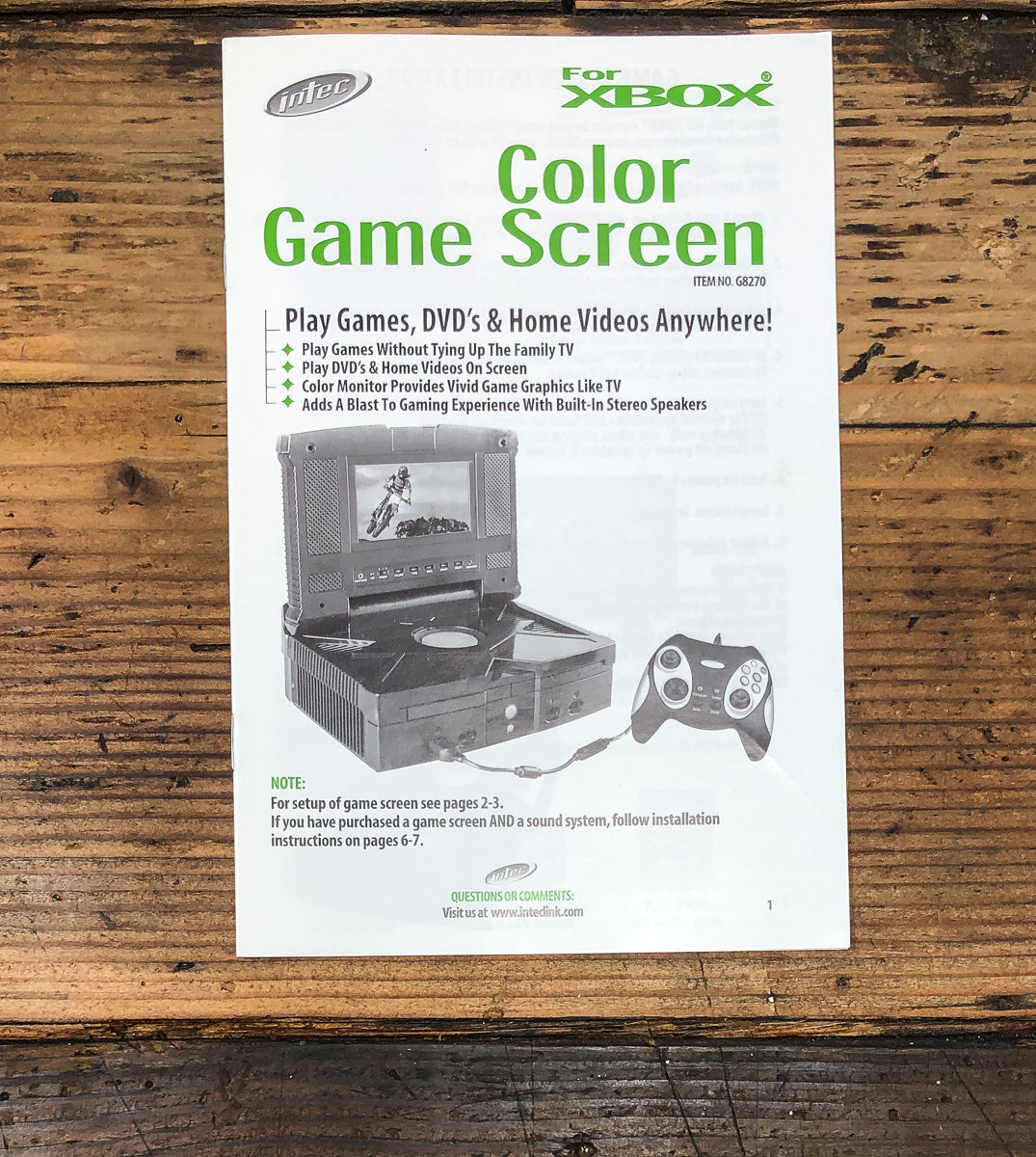Intec Color Game Screen Xbox  Owners / User Manual *Original*