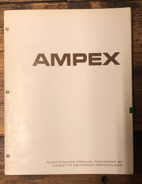 Ampex Micro 30 Cassette  Service Manual *Original*