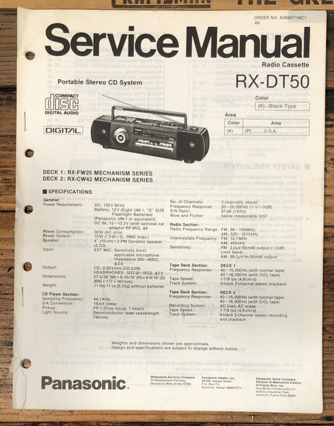 Technics RX-DT50 Portable Stereo Service Manual *Original*