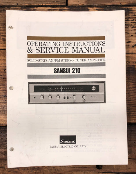 Sansui Model 210 Receiver Owner &  Service Manual *Original*