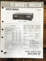 Sony TC-WR80ES TC-WR820A Cassette Service Manual *Original*