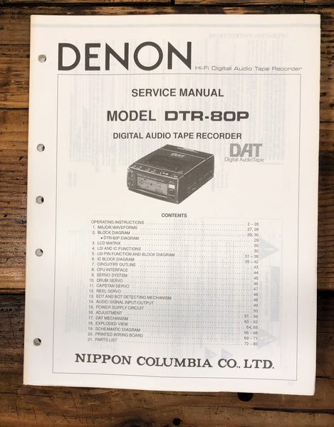 Denon DTR-80P Dat Player  Service Manual *Original*