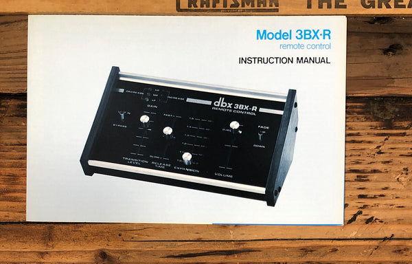 DBX Model 3BX-R 3BX R Remote Control Service Manual *Original*