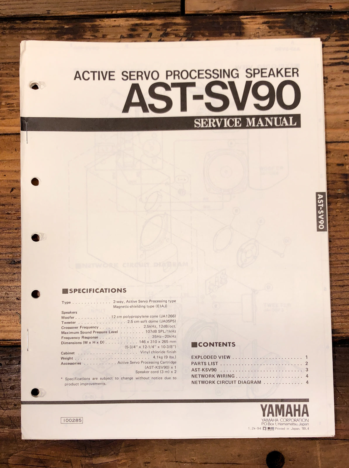 Yamaha AST-SV90 Speaker  Service Manual *Original*