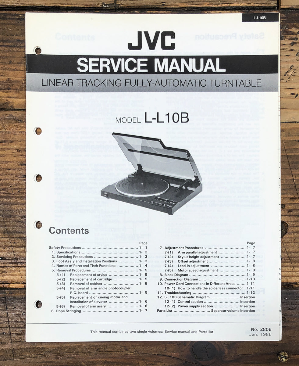 JVC L-L10B Record Player / Turntable Service Manual *Original*