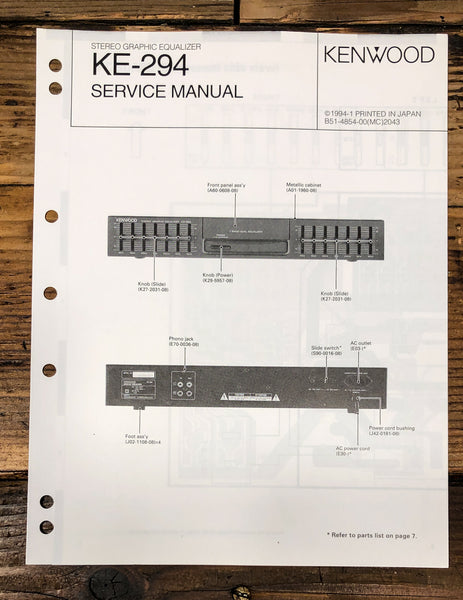 Kenwood KE-294 Graphic Equalizer Service Manual *Original*