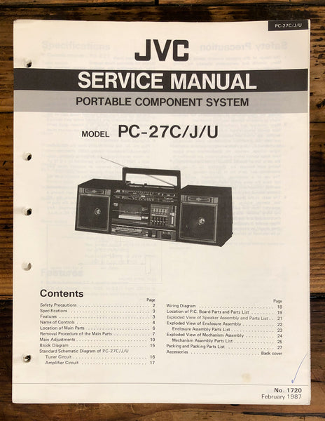 JVC PC-27 PC-27 C J U Stereo / Boombox  Service Manual *Original*