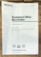 Sony RCD-W500C RCD-W100 CD Recorder  Owner / User Manual *Original*