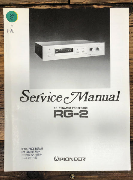 Pioneer RG-2 Dynamic Processor Service Manual *Original*