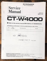 Pioneer CT-W4000 Cassette Service Manual *Original*