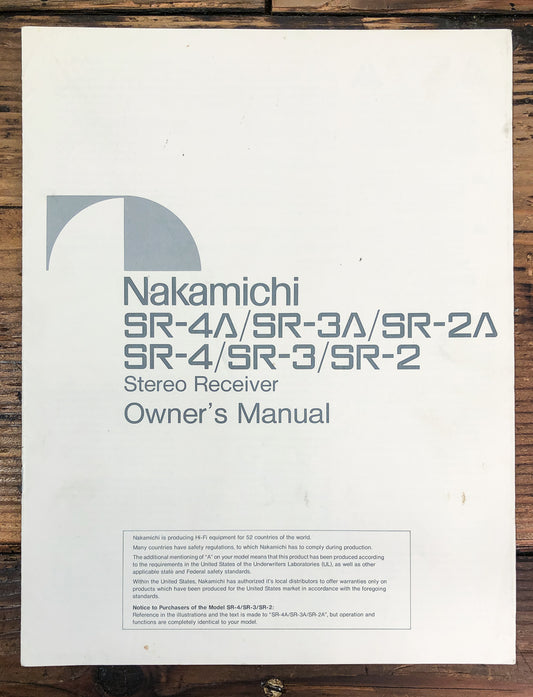 Nakamichi SR-2 -2A SR-3 -3A SR-4 -4A Receiver Owners / User Manual *Original*