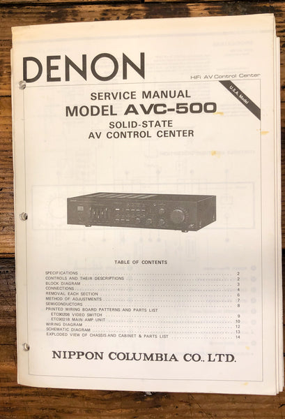 Denon AVC-500 AV Control Center  Service Manual *Original*