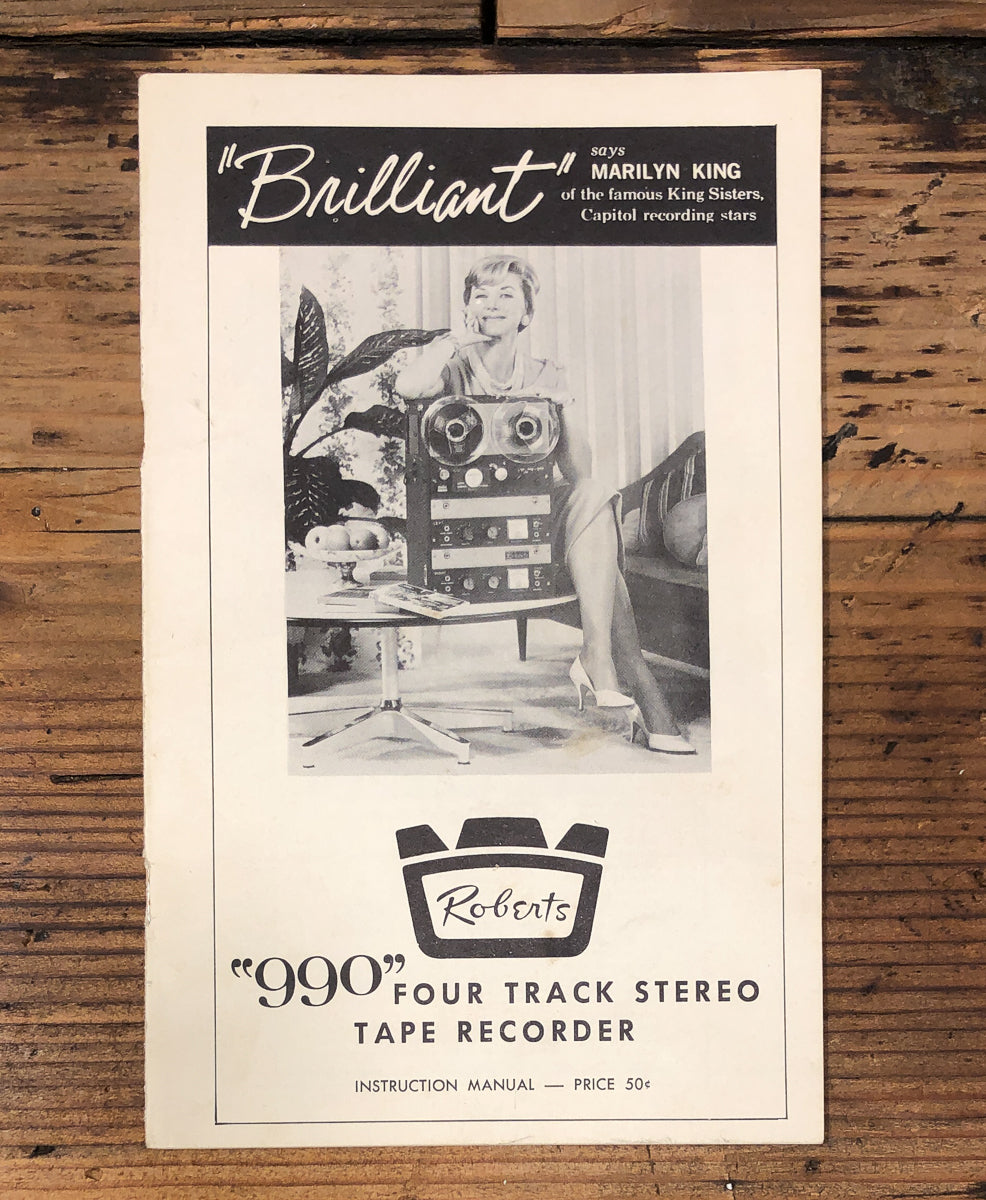 Roberts Model 990 Reel to Reel Owners / User Manual *Original*