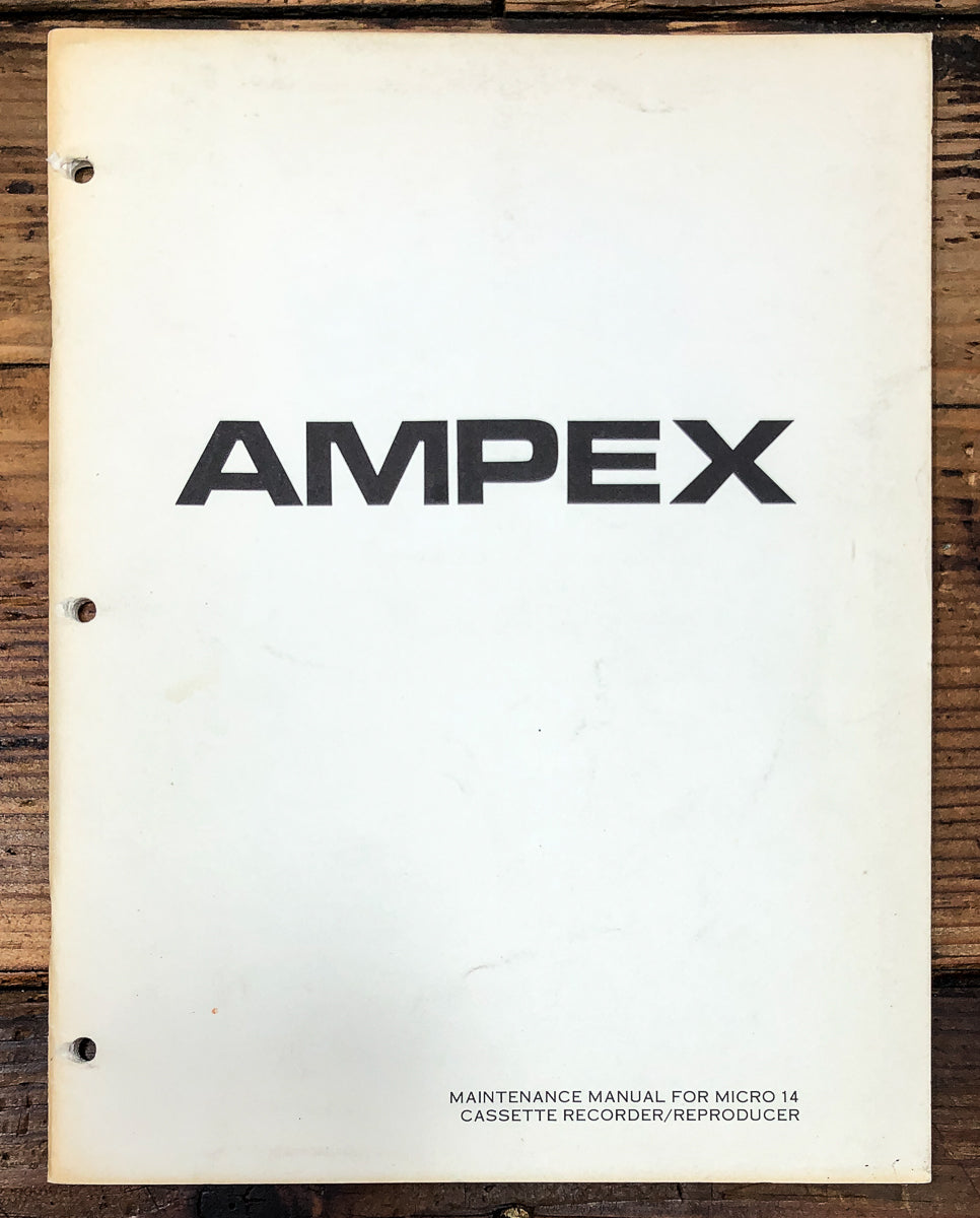 Ampex Micro 14 Cassette Service Manual *Original*