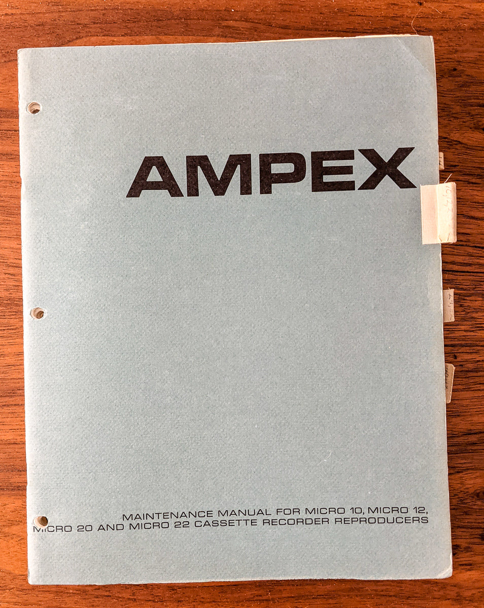 Ampex Micro 10 12 20 22 Tape Recorder Service Manual *Original*