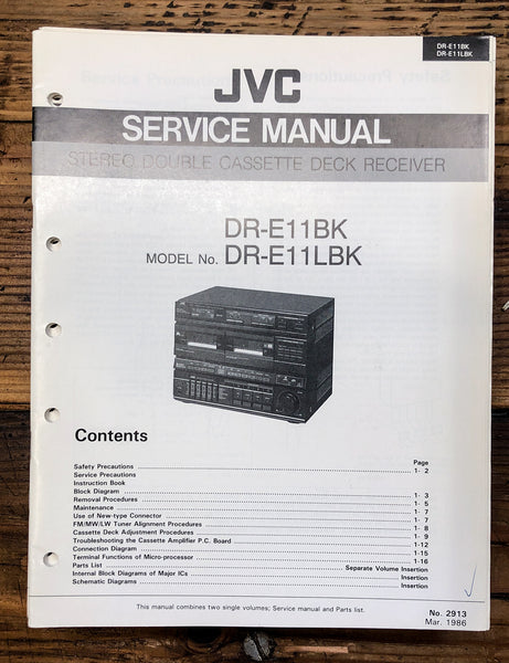 JVC DR-E11 BK LBK Stereo  Service Manual *Original*