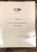 Melos Audio Inc. SHA Gold Tube Amplifier  Owner / User Manual *Original*