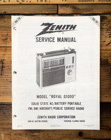 Zenith Royal G1000 Radio  Service Manual *Original*