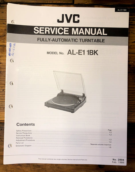 JVC AL-E11BK AL-E11 BK Record Player / Turntable  Service Manual *Original*