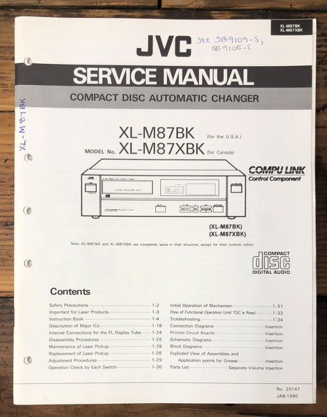 JVC XL-M87 BK XBK CD Player  Service Manual *Original*