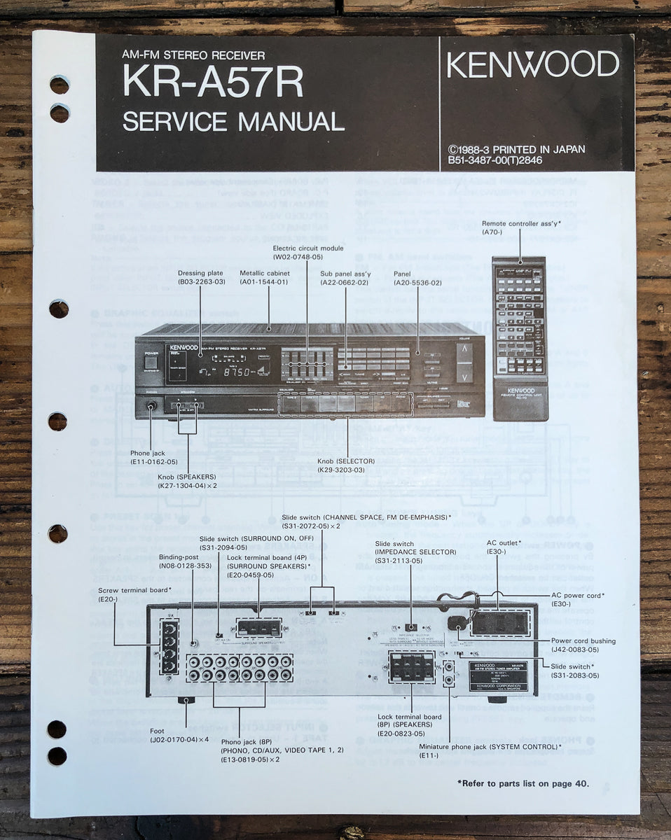 Kenwood KR-A57R Receiver Service Manual *Original*