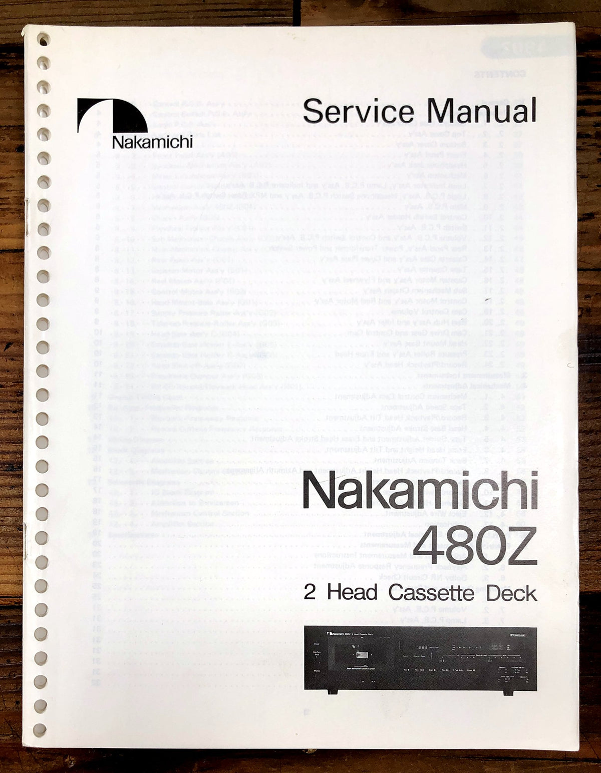 Nakamichi 480Z 2 Head Cassette Deck Service Manual *Original*