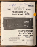 Hafler P-500 P500 Amplifier  Service Manual *Original*