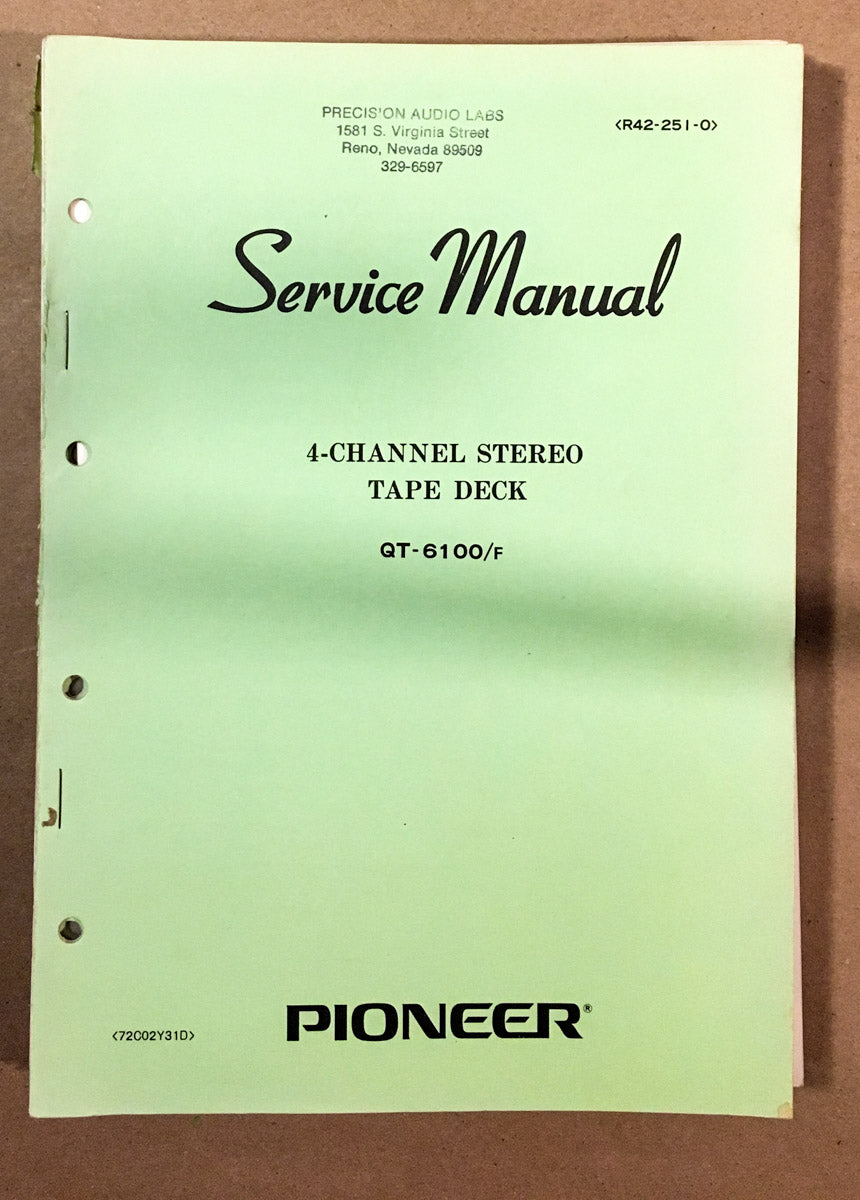 Pioneer QT-6100 Tape Deck  Service Manual *Original*
