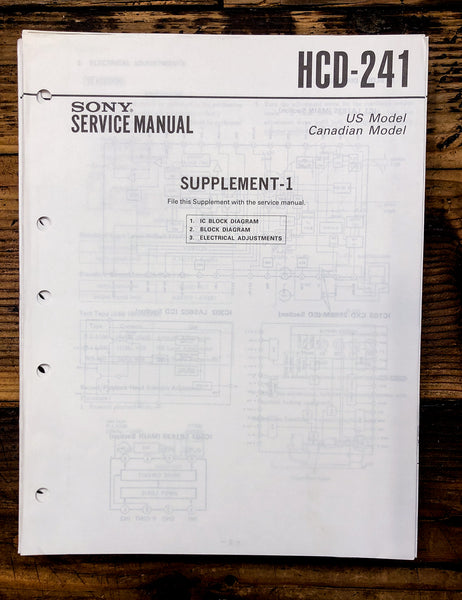 Sony HCD-241 Stereo Supp. Service Manual *Original*