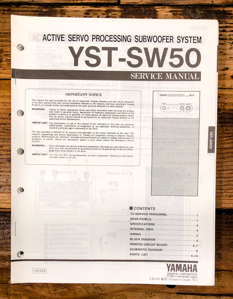 Yamaha YST-SW50 Subwoofer / Speaker  Service Manual *Original*