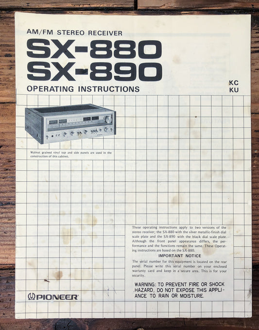 Pioneer SX-880 SX-890 Receiver Owners / User Manual *Original*