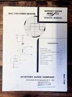 McIntosh MAC 1500 Receiver  Service Manual *Original*