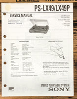 Sony PS-LX49 -LX49P Record Player / Turntable  Service Manual *Original*