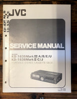 JVC KD-1635 Mark III KD-1636 Mark II Cassette  Service Manual *Original*